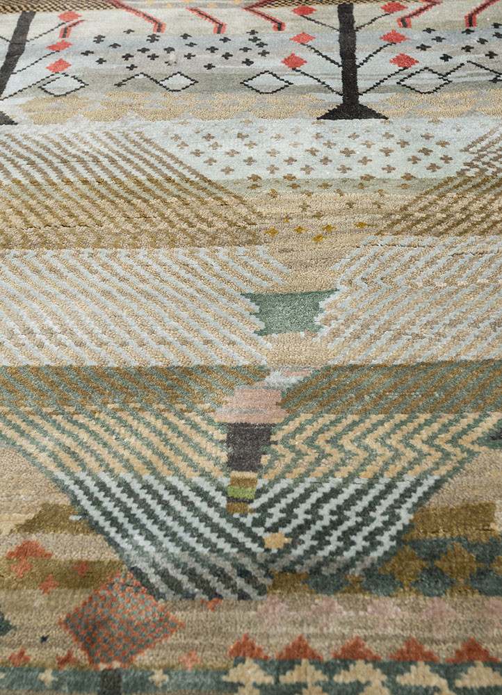 manchaha green wool and bamboo silk hand knotted Rug - CloseUp manchaha green wool and bamboo silk hand knotted Rug - CloseUp