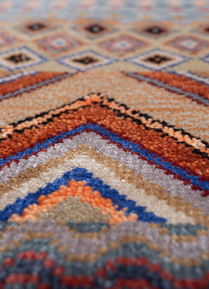 manchaha blue wool and bamboo silk hand knotted Rug - CloseUp manchaha blue wool and bamboo silk hand knotted Rug - CloseUp