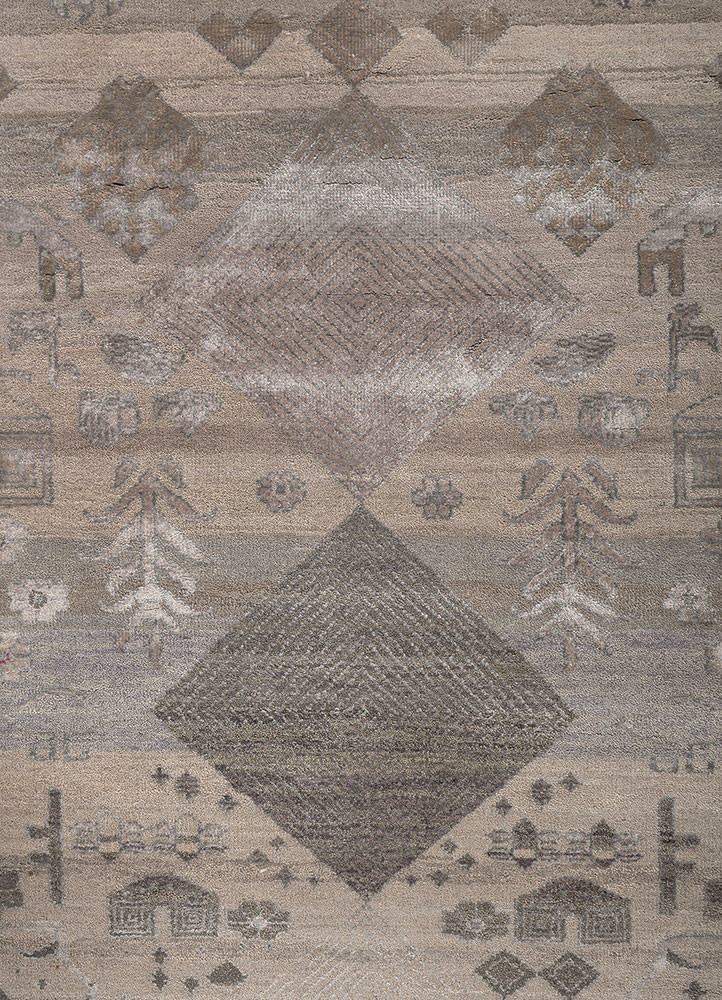 manchaha grey and black wool and bamboo silk hand knotted Rug - CloseUp manchaha grey and black wool and bamboo silk hand knotted Rug - CloseUp