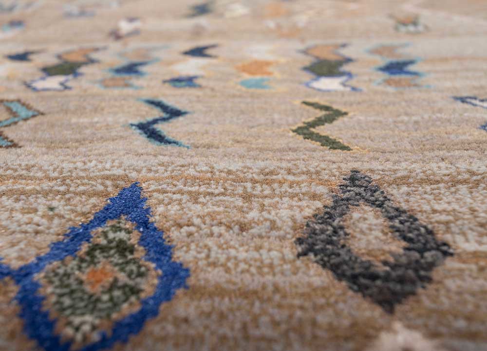 manchaha beige and brown wool and bamboo silk hand knotted Rug - CloseUp manchaha beige and brown wool and bamboo silk hand knotted Rug - CloseUp