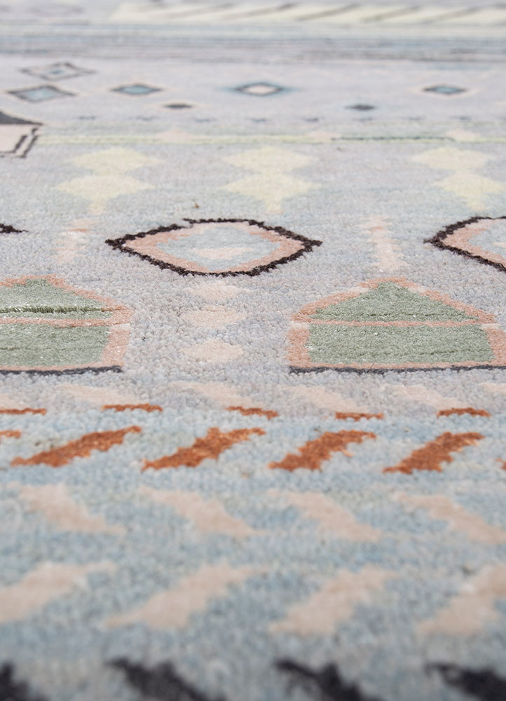 manchaha blue wool and bamboo silk hand knotted Rug - CloseUp manchaha blue wool and bamboo silk hand knotted Rug - CloseUp