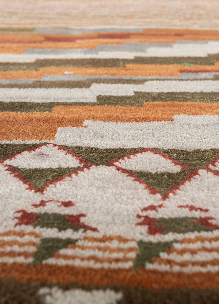 manchaha red and orange wool and bamboo silk hand knotted Rug - CloseUp manchaha red and orange wool and bamboo silk hand knotted Rug - CloseUp