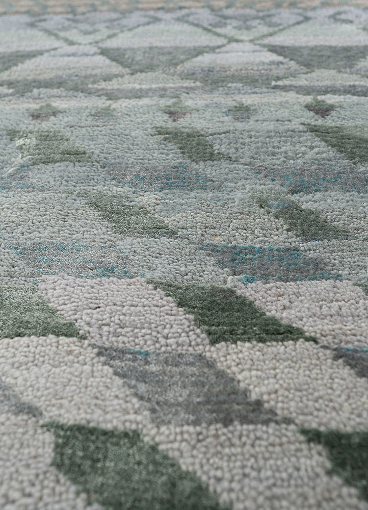 manchaha blue wool and bamboo silk hand knotted Rug - CloseUp manchaha blue wool and bamboo silk hand knotted Rug - CloseUp