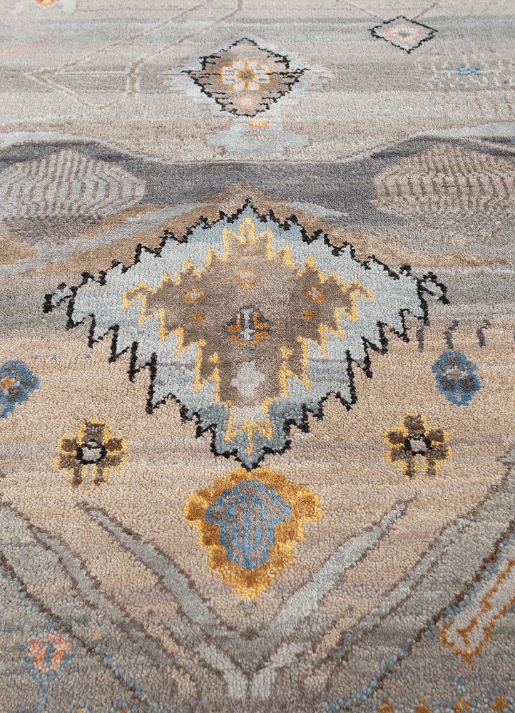 manchaha grey and black wool and bamboo silk hand knotted Rug - CloseUp manchaha grey and black wool and bamboo silk hand knotted Rug - CloseUp
