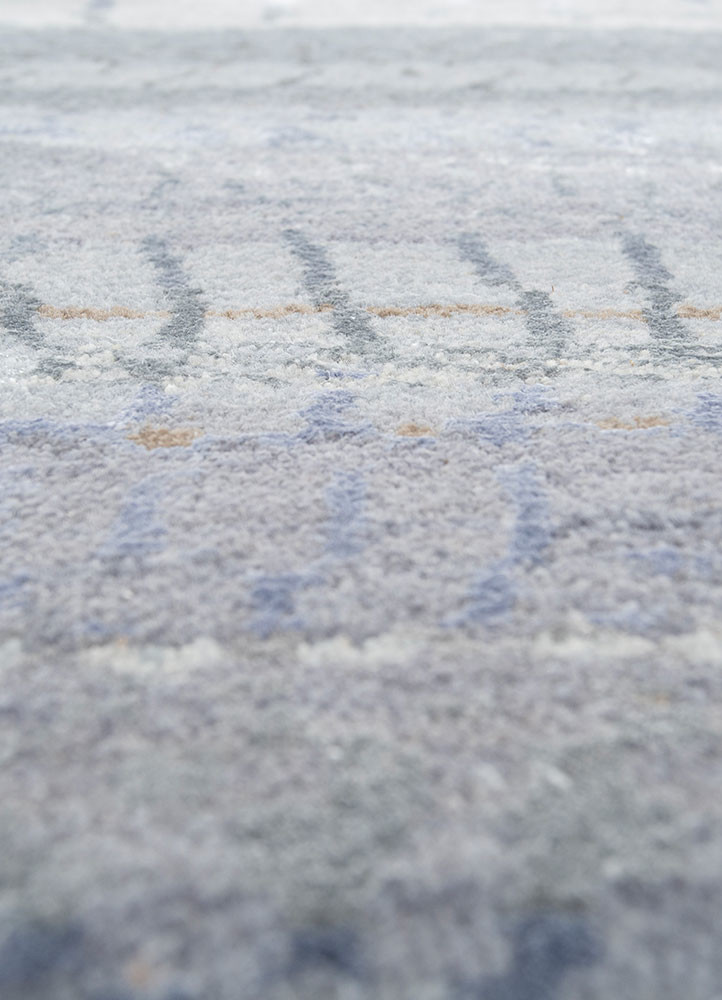 manchaha blue wool and bamboo silk hand knotted Rug - CloseUp manchaha blue wool and bamboo silk hand knotted Rug - CloseUp