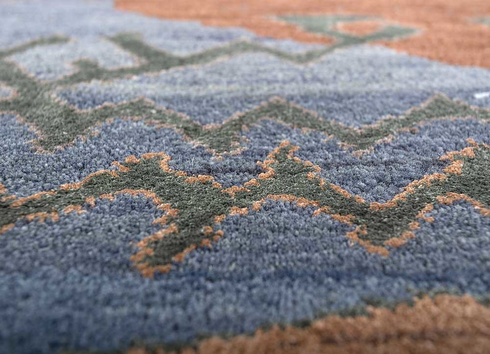 manchaha blue wool and bamboo silk hand knotted Rug - CloseUp manchaha blue wool and bamboo silk hand knotted Rug - CloseUp