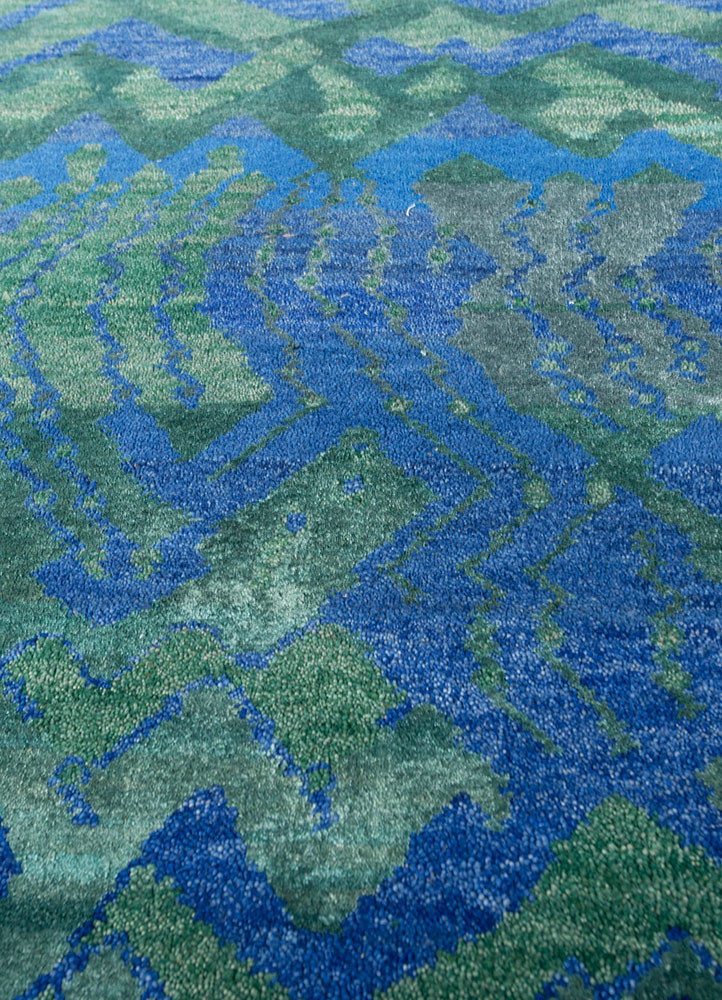 manchaha blue wool and bamboo silk hand knotted Rug - CloseUp manchaha blue wool and bamboo silk hand knotted Rug - CloseUp