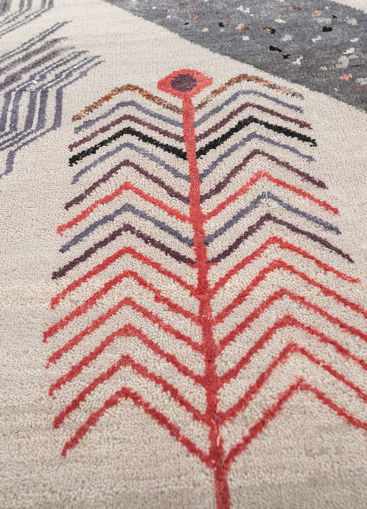 manchaha ivory wool and bamboo silk hand knotted Rug - CloseUp manchaha ivory wool and bamboo silk hand knotted Rug - CloseUp
