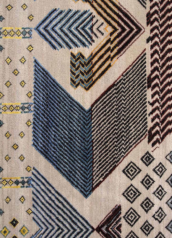 manchaha ivory wool and bamboo silk hand knotted Rug - CloseUp manchaha ivory wool and bamboo silk hand knotted Rug - CloseUp