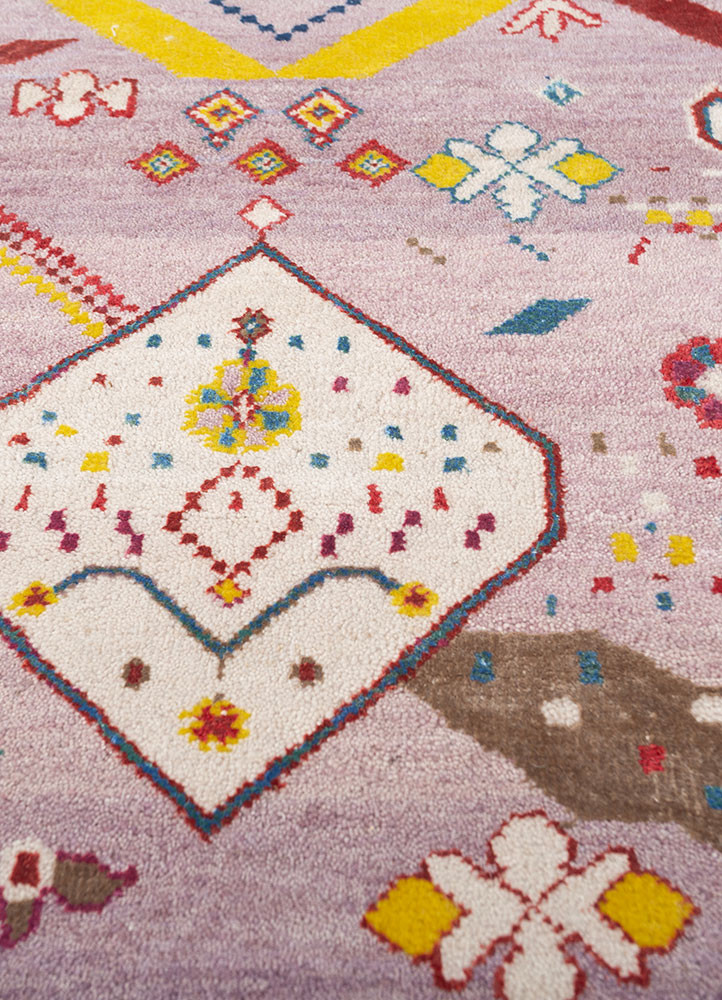 manchaha pink and purple wool and bamboo silk hand knotted Rug - CloseUp manchaha pink and purple wool and bamboo silk hand knotted Rug - CloseUp