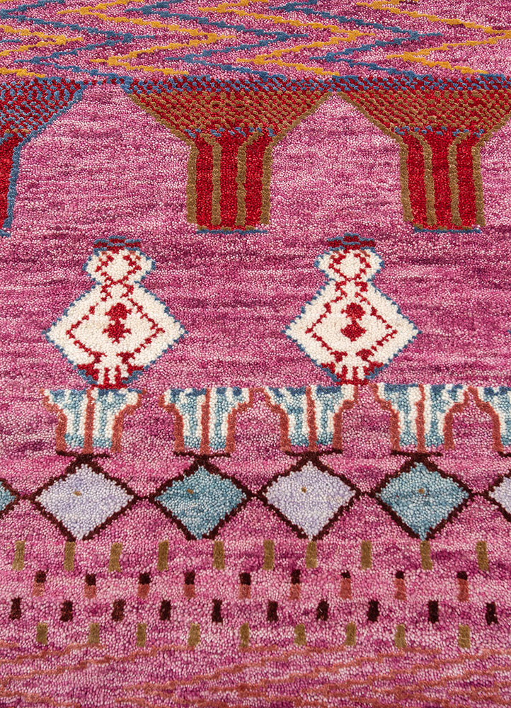 Manchaha Pink & Purple Hand Knotted Wool & Bamboo Silk Rugs - Les-2631 ...