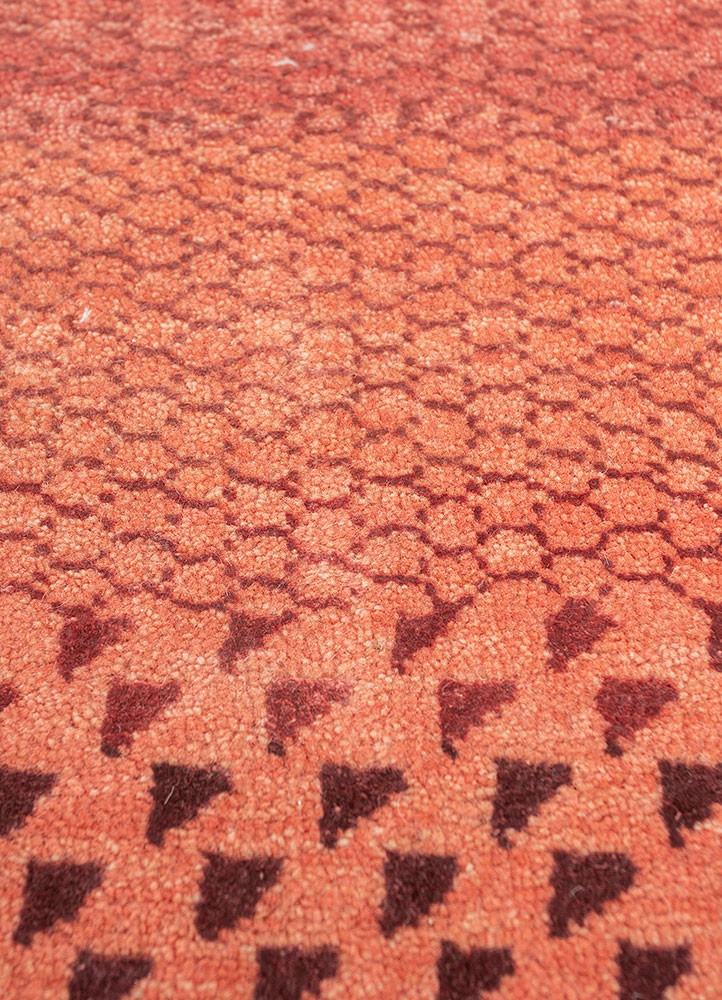 manchaha red and orange wool and bamboo silk hand knotted Rug - CloseUp manchaha red and orange wool and bamboo silk hand knotted Rug - CloseUp