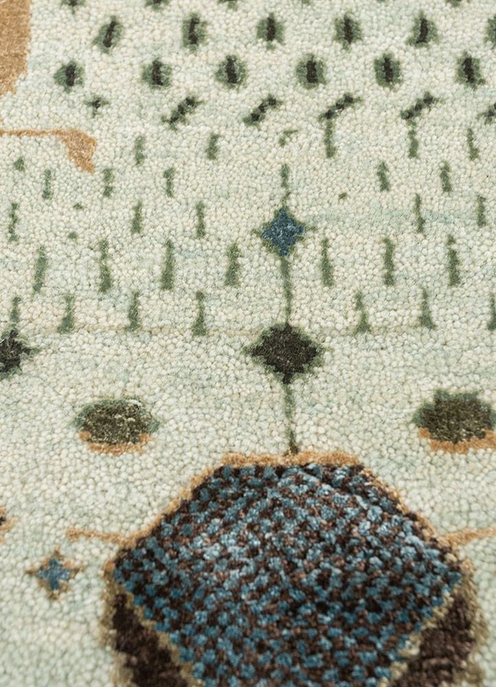 manchaha blue wool and bamboo silk hand knotted Rug - CloseUp