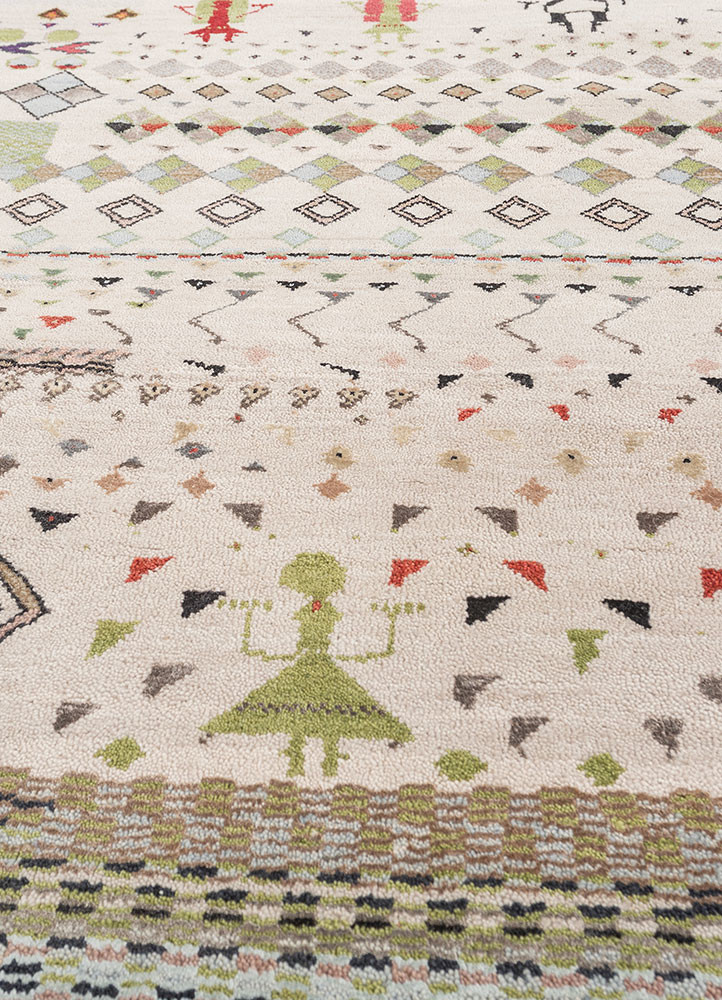 manchaha ivory wool and bamboo silk hand knotted Rug - CloseUp manchaha ivory wool and bamboo silk hand knotted Rug - CloseUp