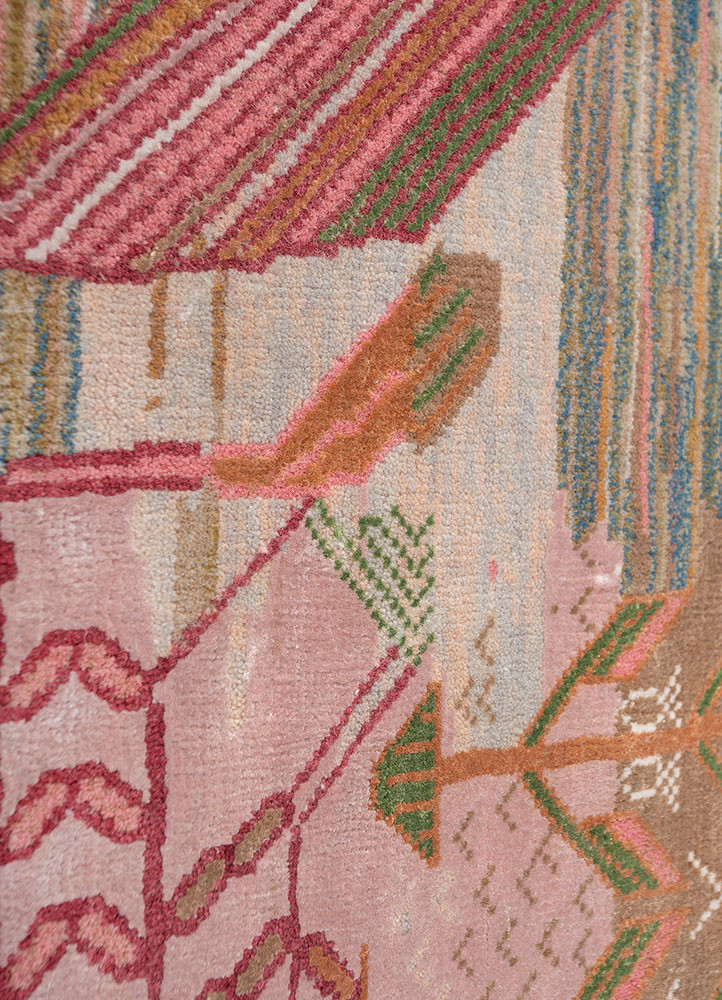 manchaha red and orange wool and bamboo silk hand knotted Rug - CloseUp manchaha red and orange wool and bamboo silk hand knotted Rug - CloseUp