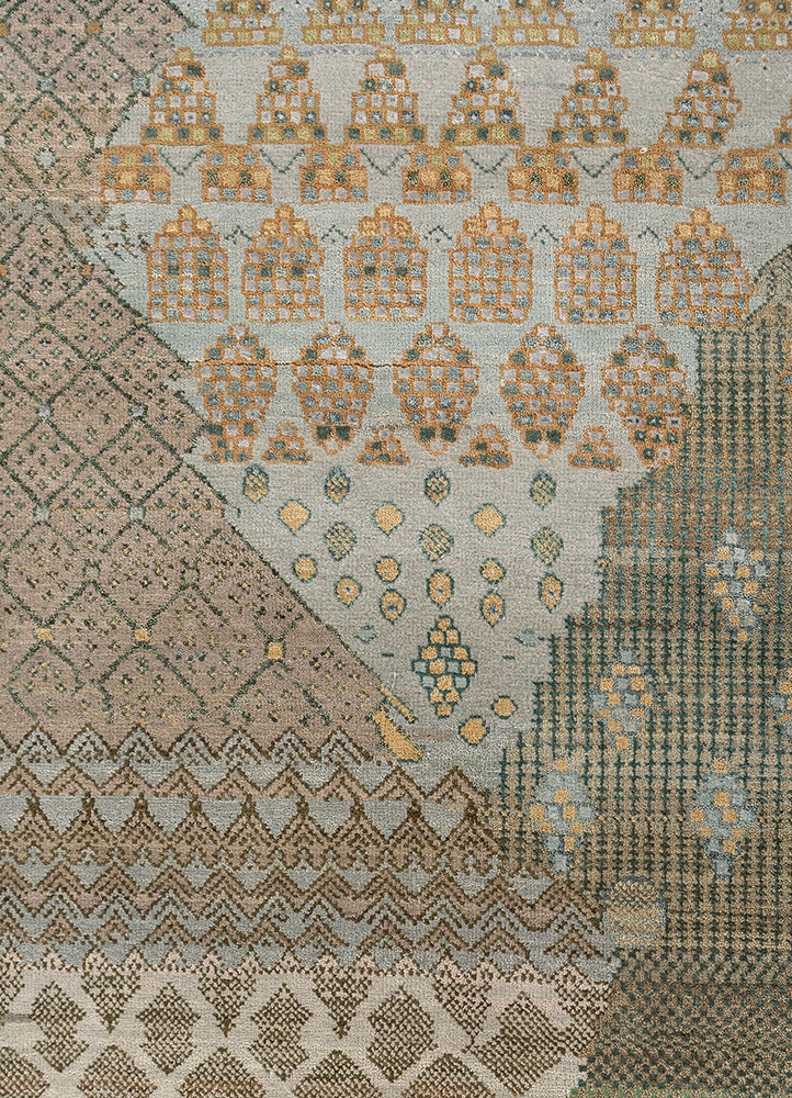 manchaha ivory wool and bamboo silk hand knotted Rug - CloseUp manchaha ivory wool and bamboo silk hand knotted Rug - CloseUp