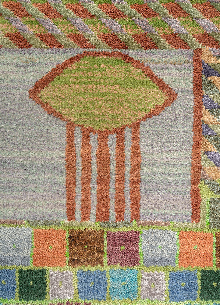 manchaha red and orange wool and bamboo silk hand knotted Rug - CloseUp manchaha red and orange wool and bamboo silk hand knotted Rug - CloseUp