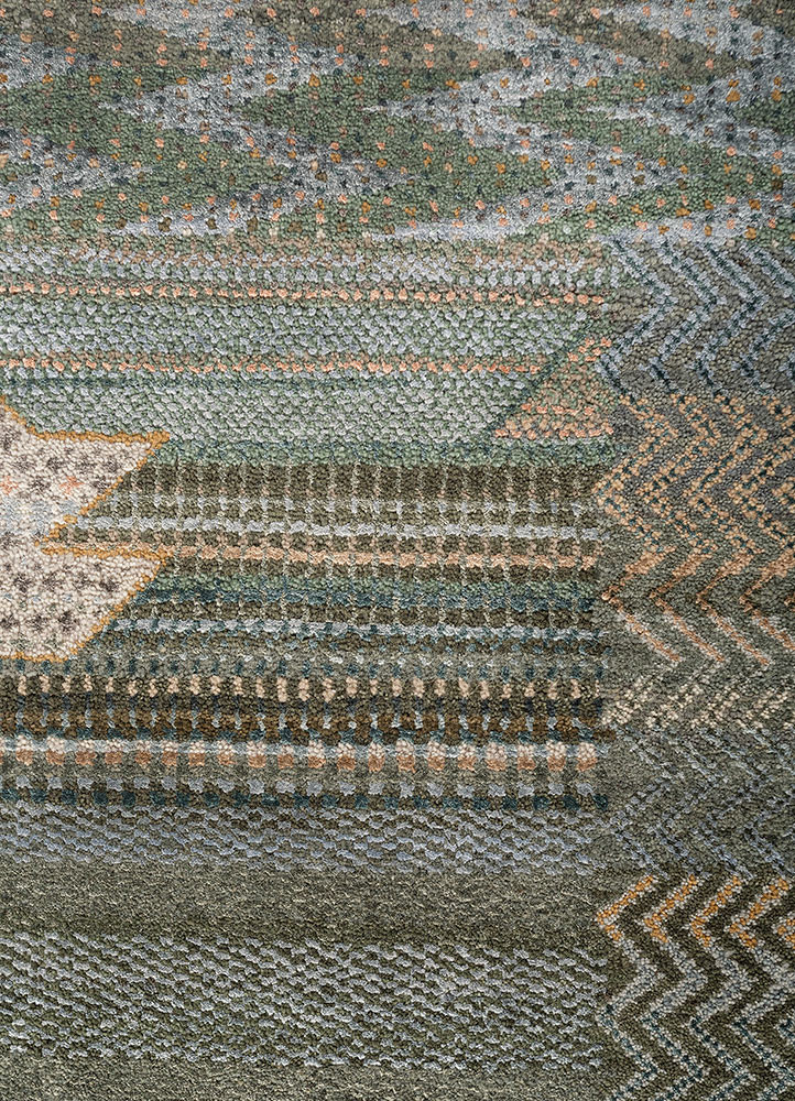 manchaha green wool and bamboo silk hand knotted Rug - CloseUp manchaha green wool and bamboo silk hand knotted Rug - CloseUp