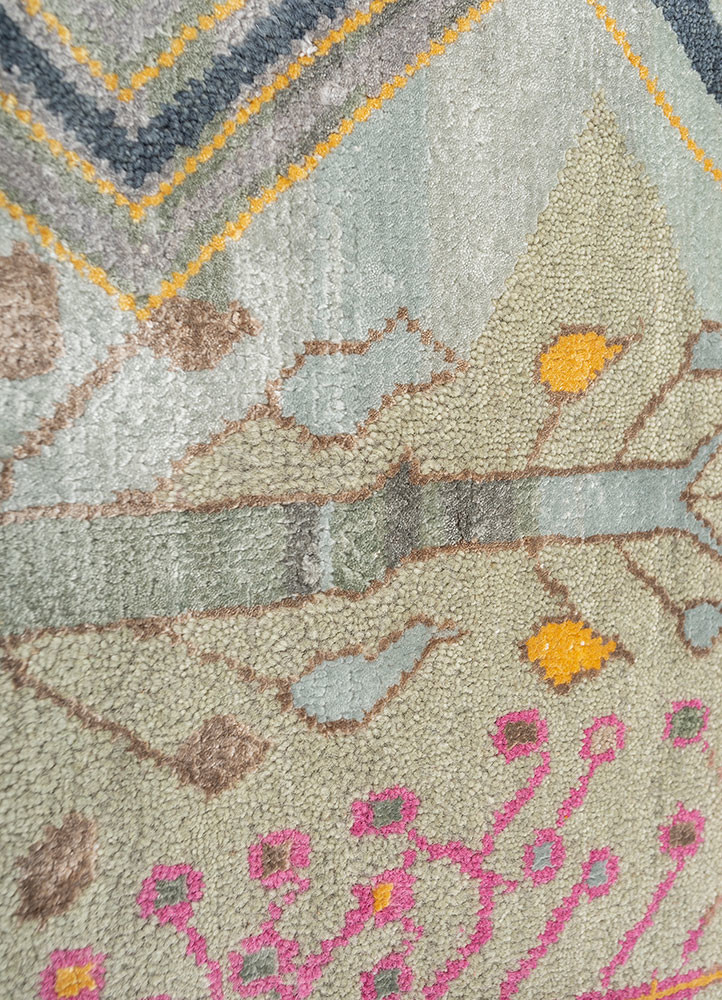 manchaha green wool and bamboo silk hand knotted Rug - CloseUp manchaha green wool and bamboo silk hand knotted Rug - CloseUp