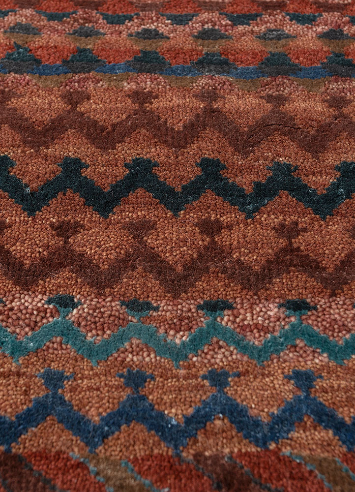 manchaha red and orange wool and bamboo silk hand knotted Rug - CloseUp manchaha red and orange wool and bamboo silk hand knotted Rug - CloseUp