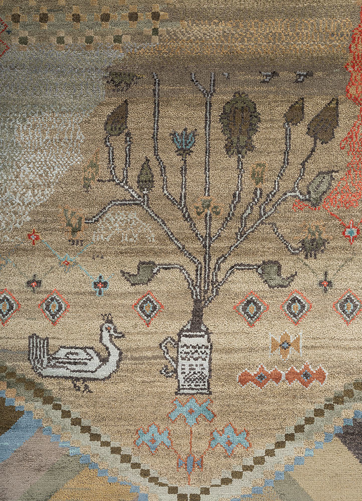 manchaha grey and black wool and bamboo silk hand knotted Rug - CloseUp