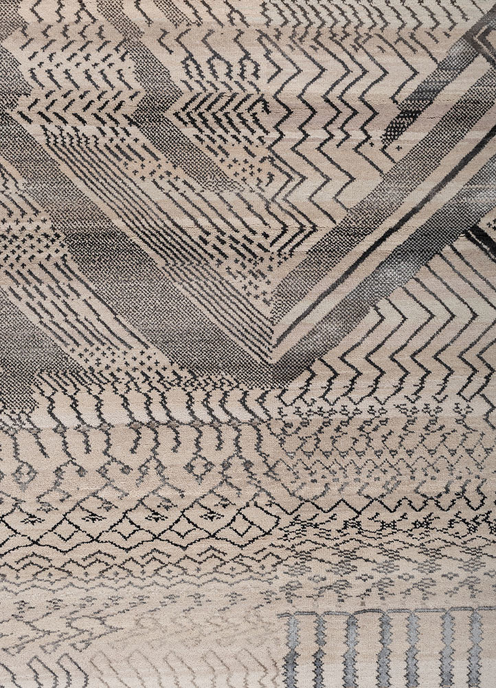 manchaha ivory wool and bamboo silk hand knotted Rug - CloseUp manchaha ivory wool and bamboo silk hand knotted Rug - CloseUp