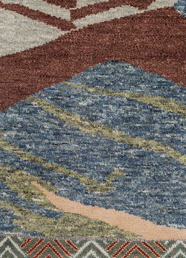 manchaha beige and brown wool and bamboo silk hand knotted Rug - CloseUp