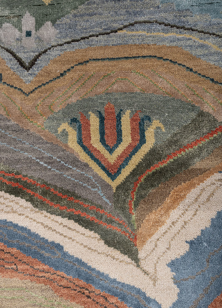 manchaha ivory wool and bamboo silk hand knotted Rug - CloseUp