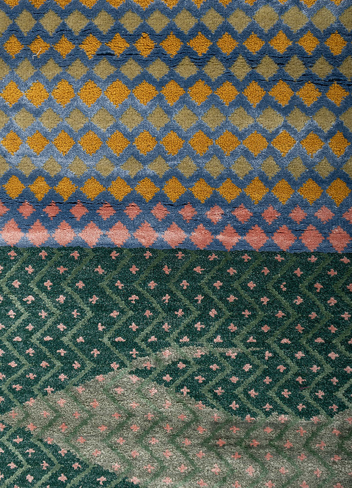 manchaha blue wool and bamboo silk hand knotted Rug - CloseUp manchaha blue wool and bamboo silk hand knotted Rug - CloseUp