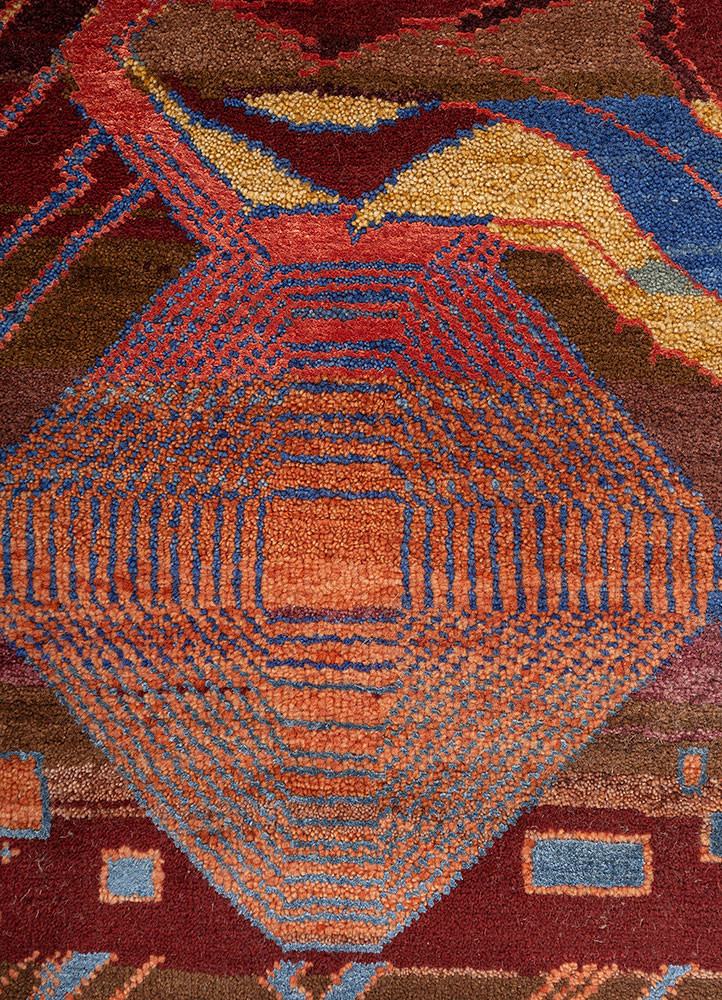 manchaha blue wool and bamboo silk hand knotted Rug - CloseUp
