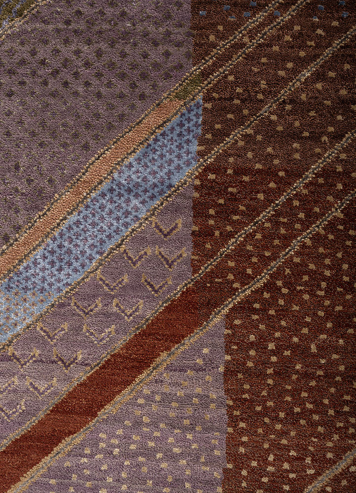 manchaha blue wool and bamboo silk hand knotted Rug - CloseUp