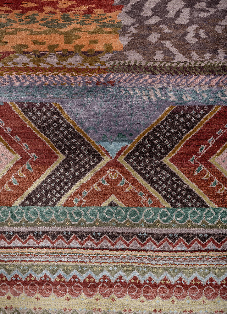 manchaha pink and purple wool and bamboo silk hand knotted Rug - CloseUp manchaha pink and purple wool and bamboo silk hand knotted Rug - CloseUp