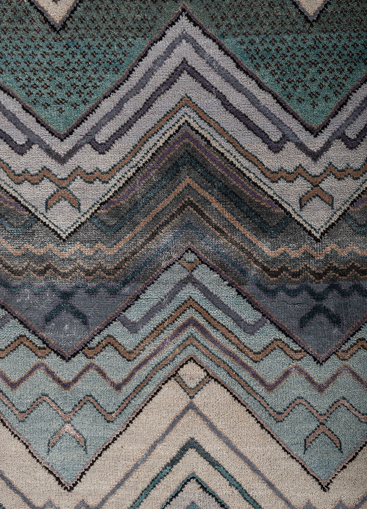 manchaha blue wool and bamboo silk hand knotted Rug - CloseUp manchaha blue wool and bamboo silk hand knotted Rug - CloseUp