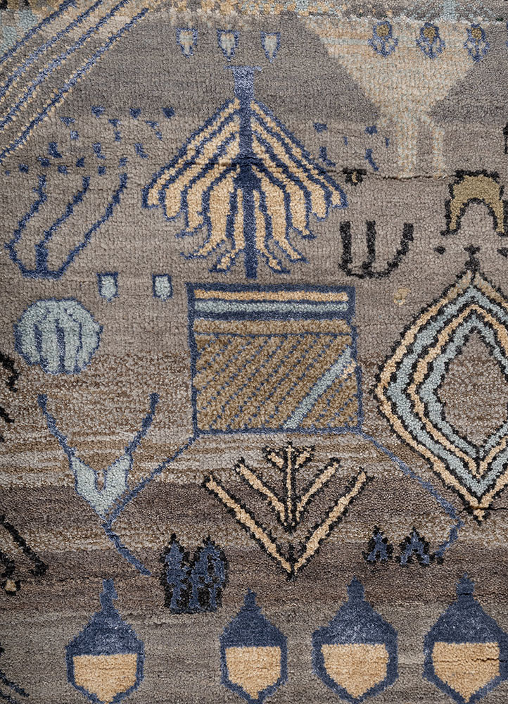 manchaha grey and black wool and bamboo silk hand knotted Rug - CloseUp manchaha grey and black wool and bamboo silk hand knotted Rug - CloseUp