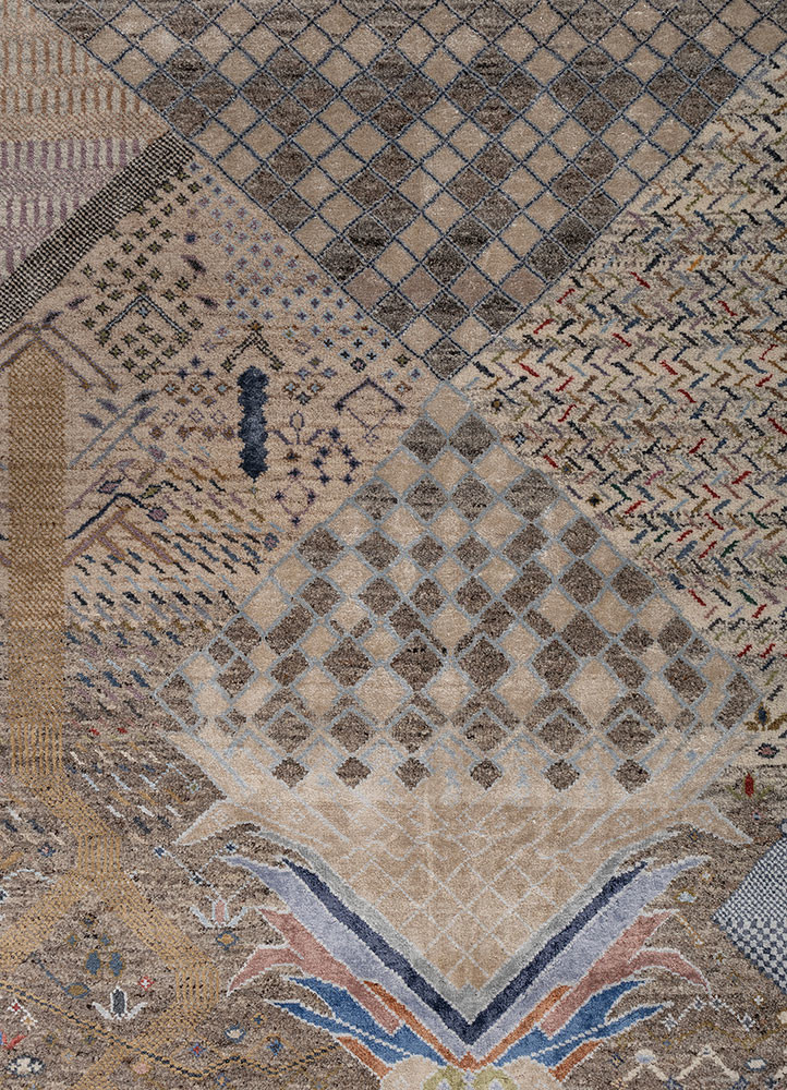 manchaha ivory wool and bamboo silk hand knotted Rug - CloseUp manchaha ivory wool and bamboo silk hand knotted Rug - CloseUp