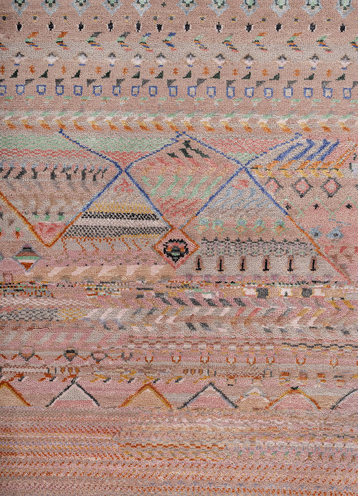 manchaha pink and purple wool and bamboo silk hand knotted Rug - CloseUp manchaha pink and purple wool and bamboo silk hand knotted Rug - CloseUp