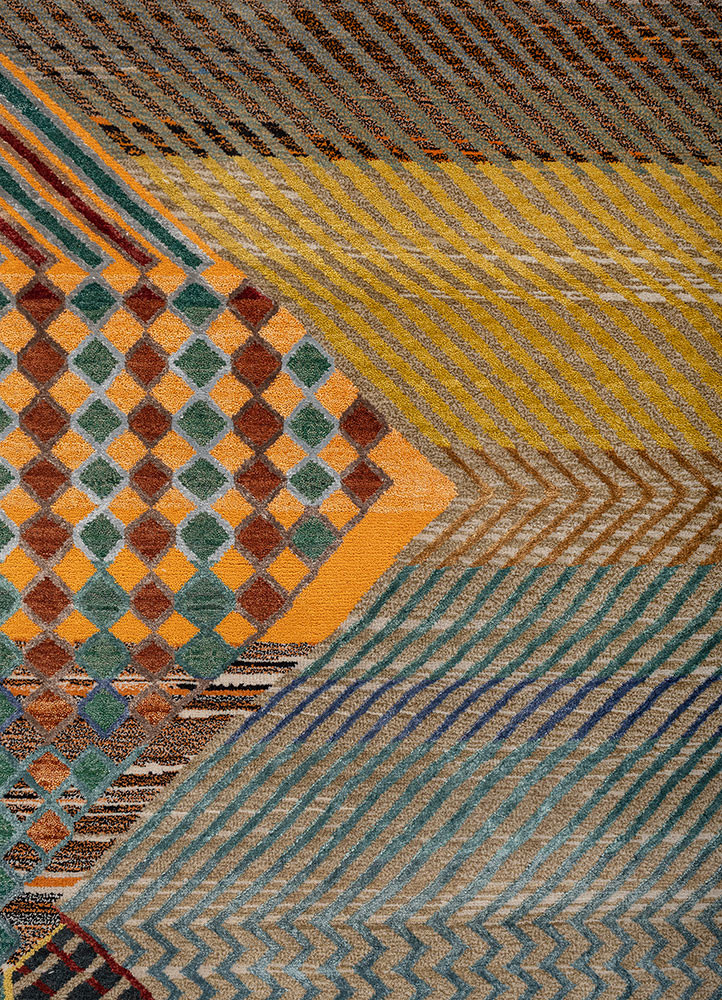 manchaha blue wool and bamboo silk hand knotted Rug - CloseUp manchaha blue wool and bamboo silk hand knotted Rug - CloseUp