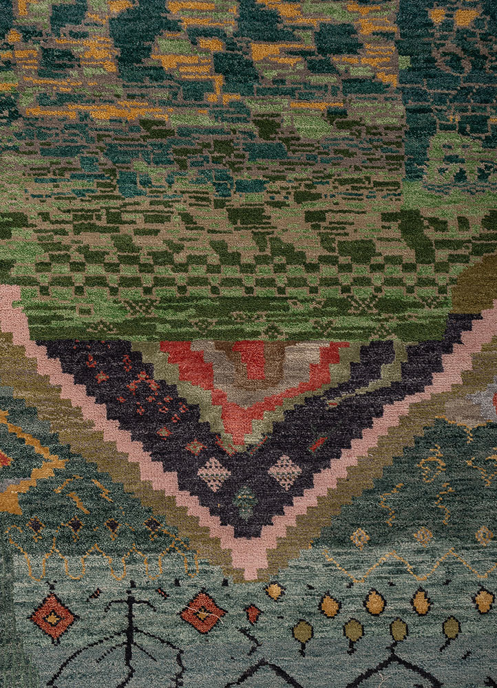 manchaha grey and black wool and bamboo silk hand knotted Rug - CloseUp manchaha grey and black wool and bamboo silk hand knotted Rug - CloseUp