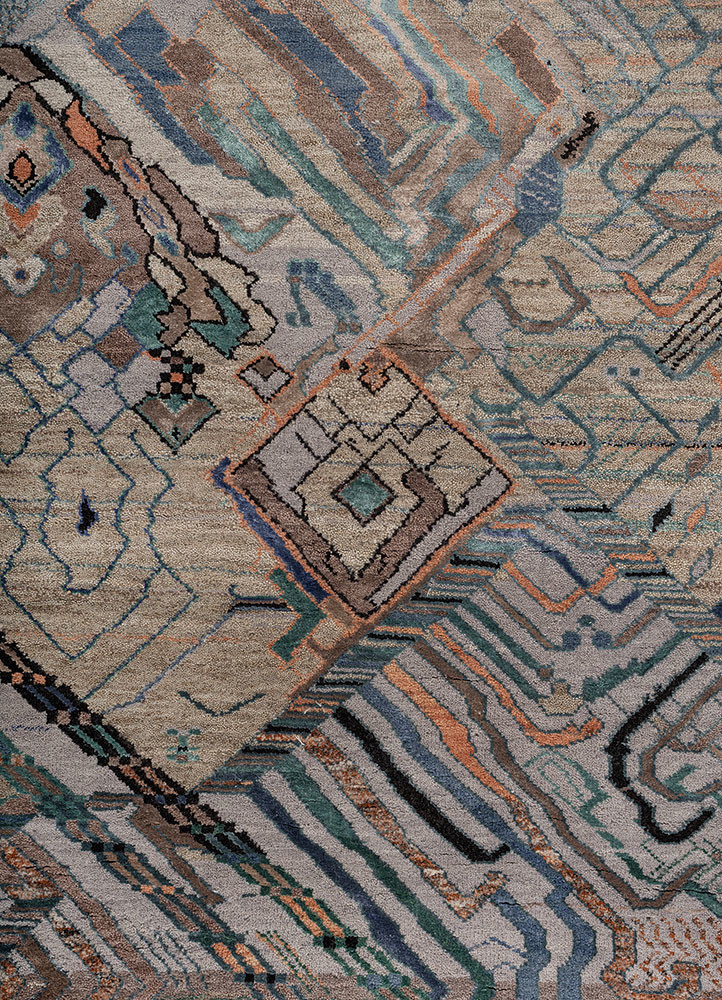 manchaha beige and brown wool and bamboo silk hand knotted Rug - CloseUp manchaha beige and brown wool and bamboo silk hand knotted Rug - CloseUp