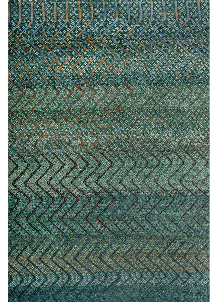 manchaha green wool and bamboo silk hand knotted Rug - CloseUp manchaha green wool and bamboo silk hand knotted Rug - CloseUp