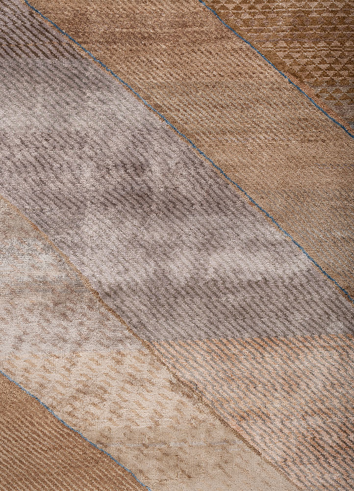 manchaha beige and brown wool and bamboo silk hand knotted Rug - CloseUp manchaha beige and brown wool and bamboo silk hand knotted Rug - CloseUp