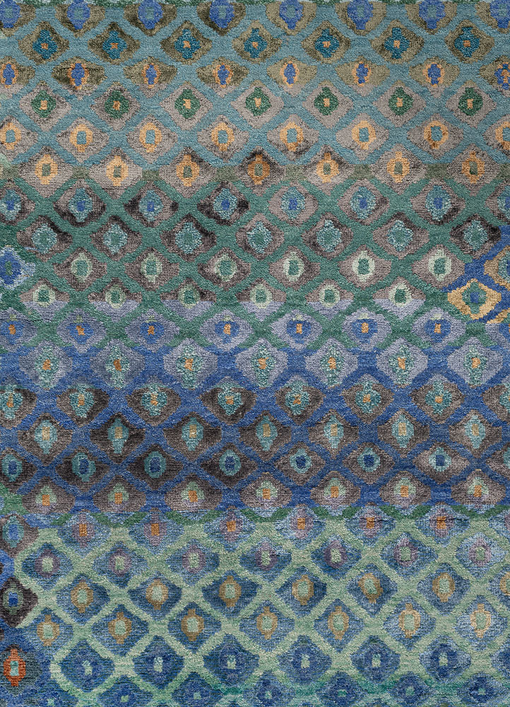 manchaha green wool and bamboo silk hand knotted Rug - CloseUp manchaha green wool and bamboo silk hand knotted Rug - CloseUp