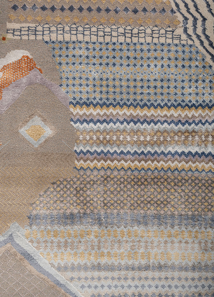 manchaha ivory wool and bamboo silk hand knotted Rug - CloseUp manchaha ivory wool and bamboo silk hand knotted Rug - CloseUp