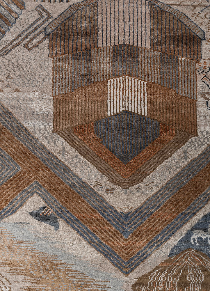 manchaha blue wool and bamboo silk hand knotted Rug - CloseUp manchaha blue wool and bamboo silk hand knotted Rug - CloseUp