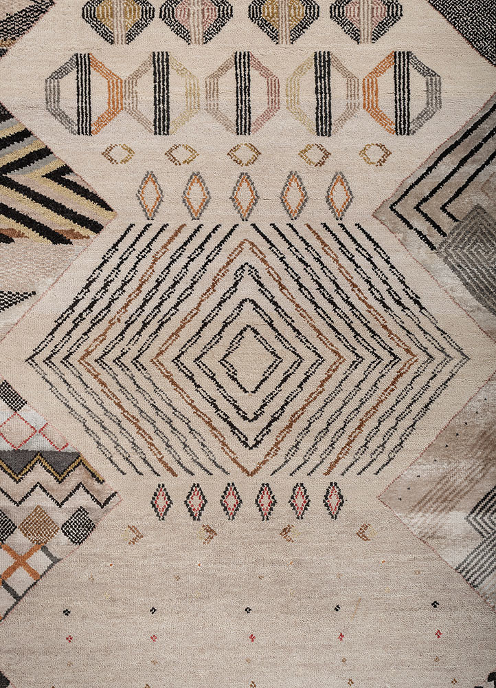 manchaha ivory wool and bamboo silk hand knotted Rug - CloseUp