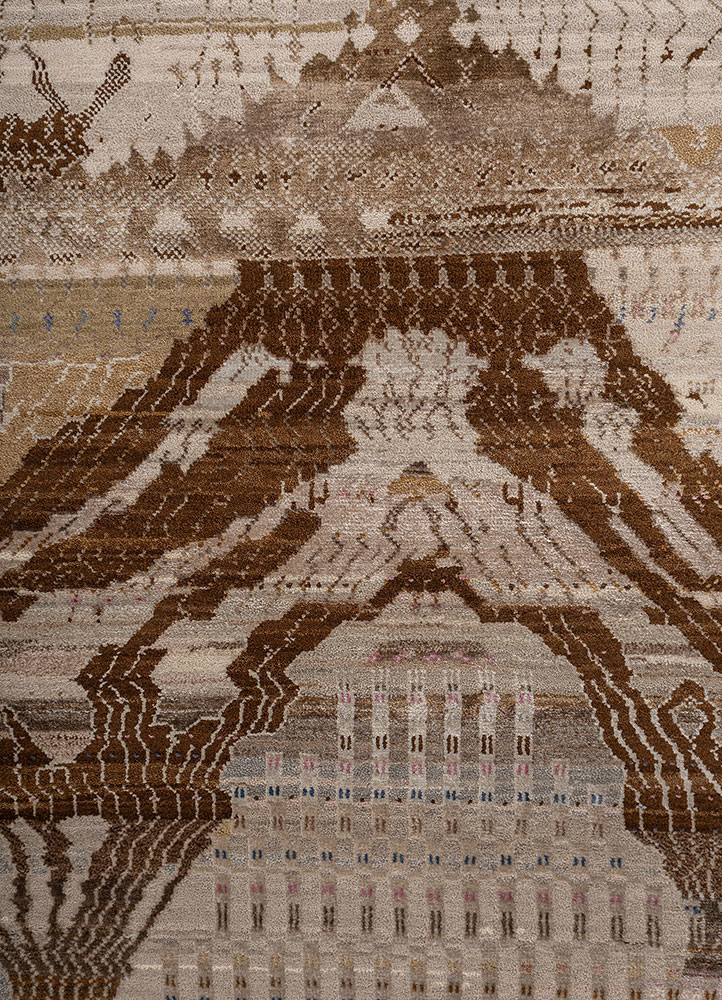 manchaha ivory wool and bamboo silk hand knotted Rug - CloseUp manchaha ivory wool and bamboo silk hand knotted Rug - CloseUp