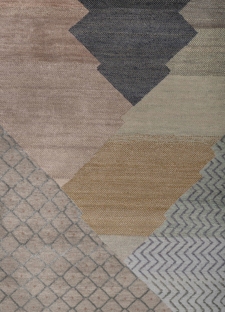 manchaha grey and black wool and bamboo silk hand knotted Rug - CloseUp manchaha grey and black wool and bamboo silk hand knotted Rug - CloseUp