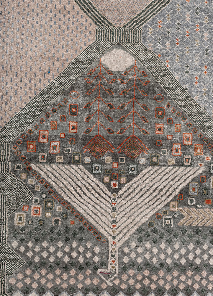 manchaha pink and purple wool and bamboo silk hand knotted Rug - CloseUp