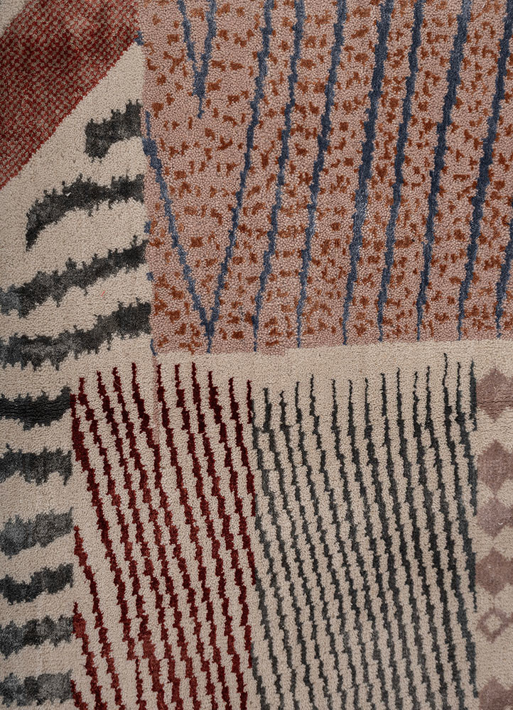 manchaha red and orange wool and bamboo silk hand knotted Rug - CloseUp manchaha red and orange wool and bamboo silk hand knotted Rug - CloseUp