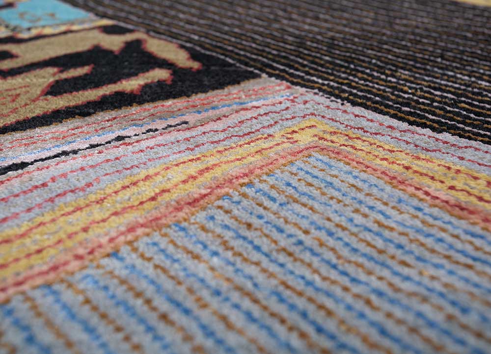 weaver art reserve blue wool and bamboo silk hand knotted Rug - CloseUp